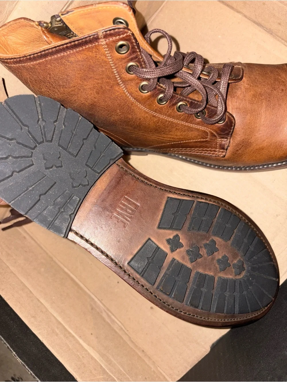 Frye Cognac Leather Chukka Lace-Up Boots
